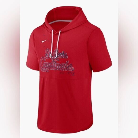 NWT NIKE Men’s Red MLB St Louis’s Cardinals Short Sleeve Graphic Hoodie Size XL - Picture 1 of 11